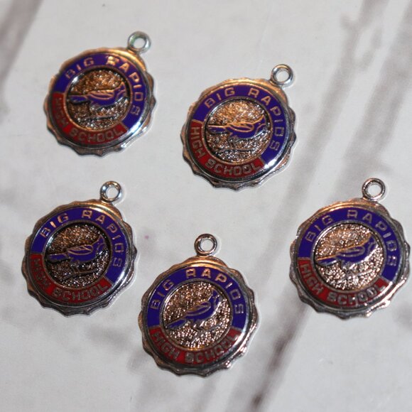 🐦 Vintage Big Rapids High School Charms · Kinney Sterling · Set of 5 · 18g - Picture 1 of 7